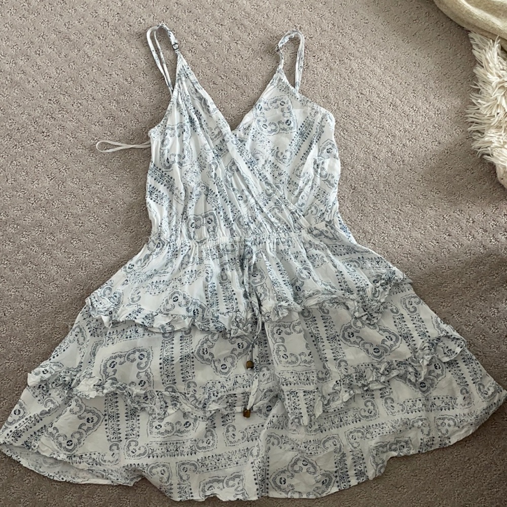 Blue and white dress